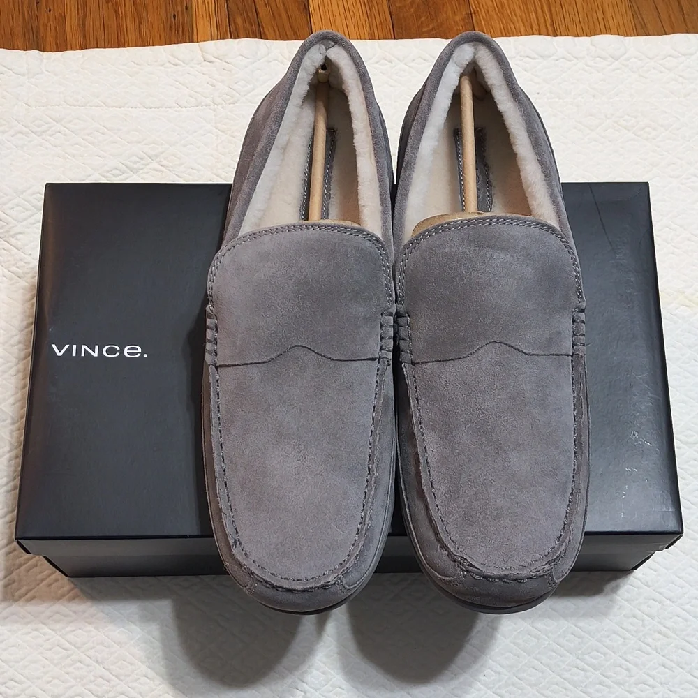 Vince Gibson Shearling Lined Moc Toe Slippers